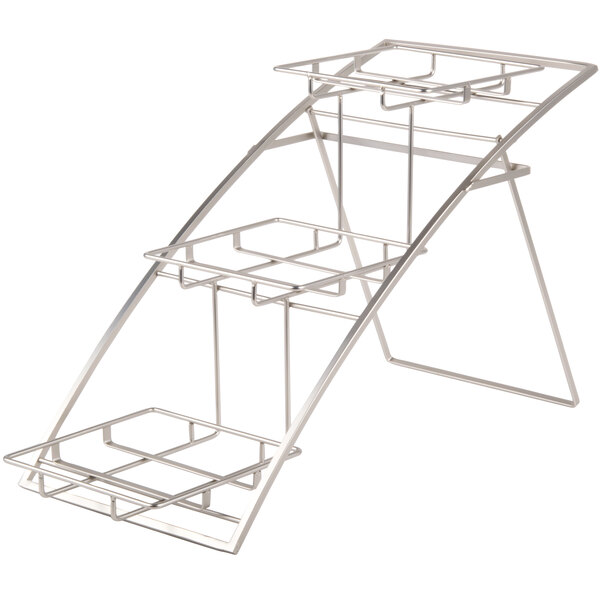 An American Metalcraft chrome display stand with three tiers.
