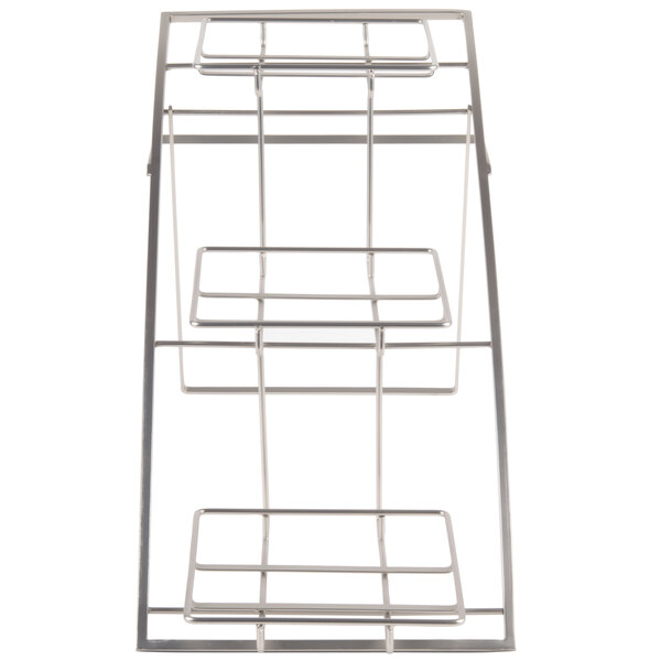 An American Metalcraft chrome folding three-tier display stand.
