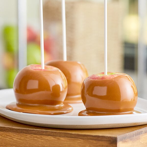 caramel apples on plate