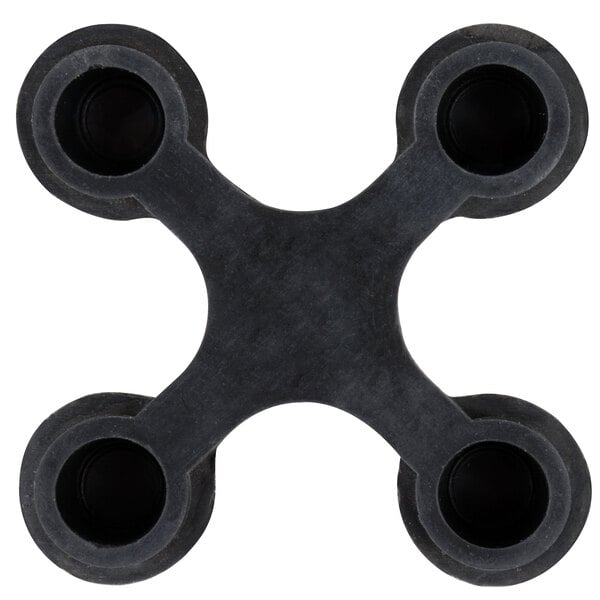 A black plastic Black Anti-Fatigue Floor Mat Connector with four holes.