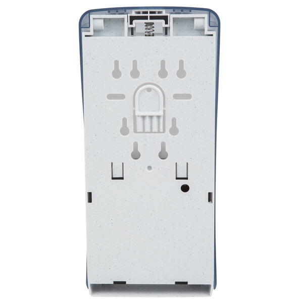 A white and blue San Jamar Rely Arctic Blue hybrid touchless foam soap dispenser.