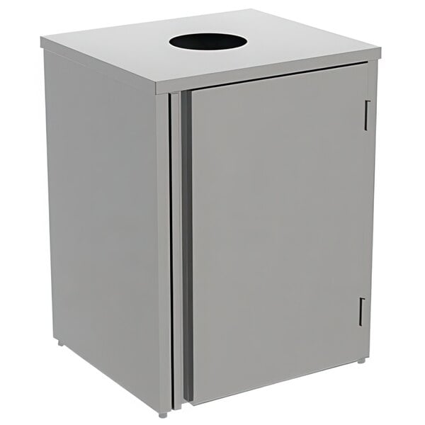 A Lakeside stainless steel rectangular refuse station with top access.