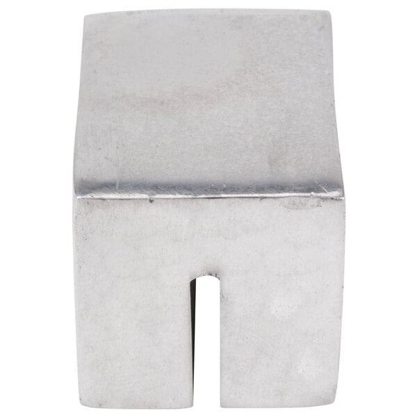 An American Metalcraft rectangular metal card holder with a hole in it.