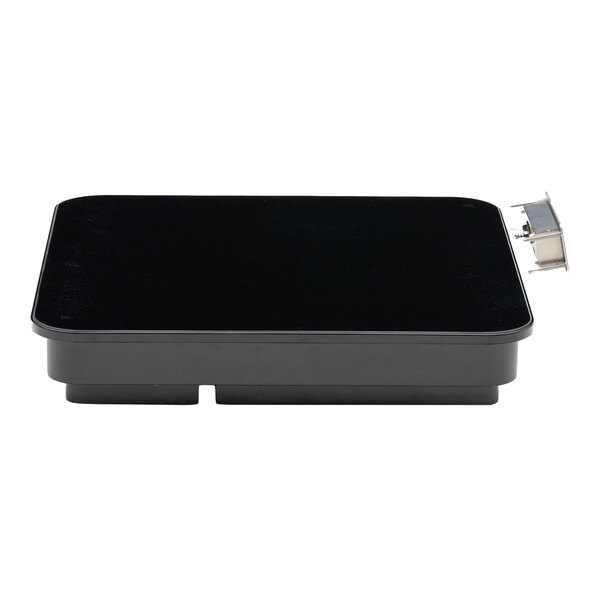 A rectangular black drop-in induction warmer with a control panel attachment.