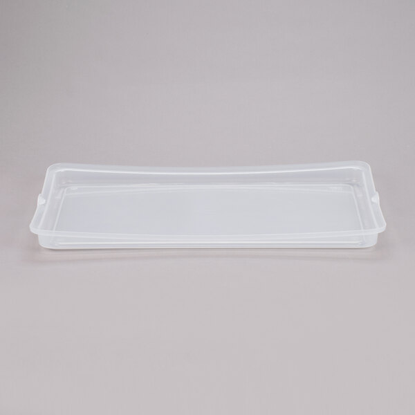 A white plastic rectangular container with a snap-on lid.