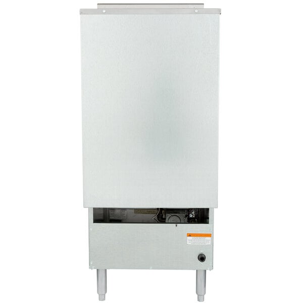 A stainless steel Pitco floor gas fryer with a white background.