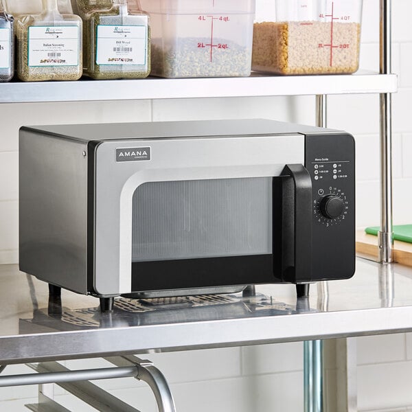 Amana RMS10DSA Stainless Steel Commercial Microwave with Dial Controls - 120V, 1000W