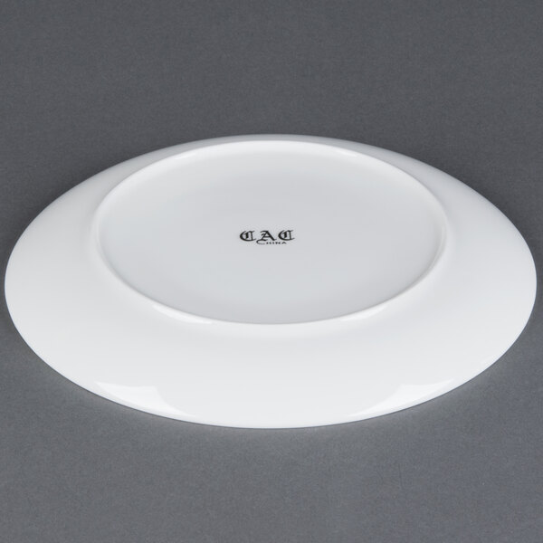 A CAC white European bone china coupe plate.