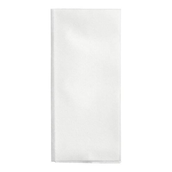 A white linen-feel customizable guest towel folded in a 1/6 style.