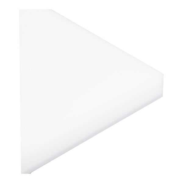 A white, triangular solid plate with smooth surfaces and sharp edges.