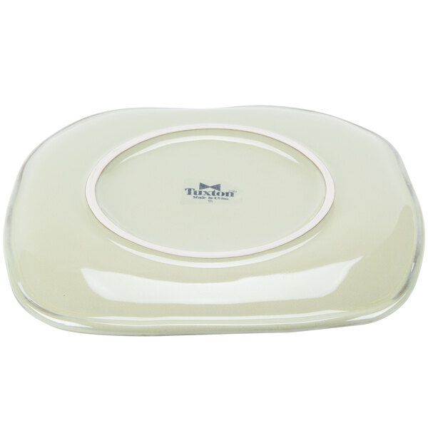 A Tuxton Artisan china plate with a white rim.