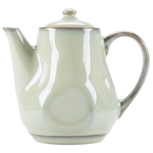 Tuxton GAS-101 TuxTrendz Artisan Sagebrush 17 oz. China Teapot with Lid -  12/Case