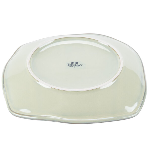 A white Tuxton Artisan china pasta plate with a white rim.