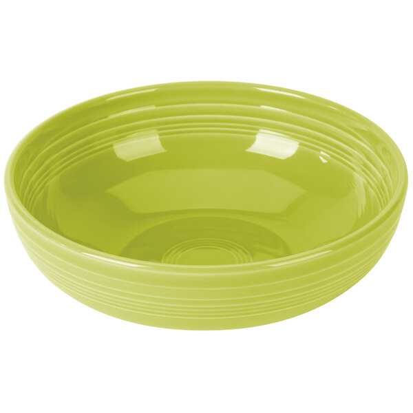 A close up of a Fiesta Lemongrass large china bistro bowl.