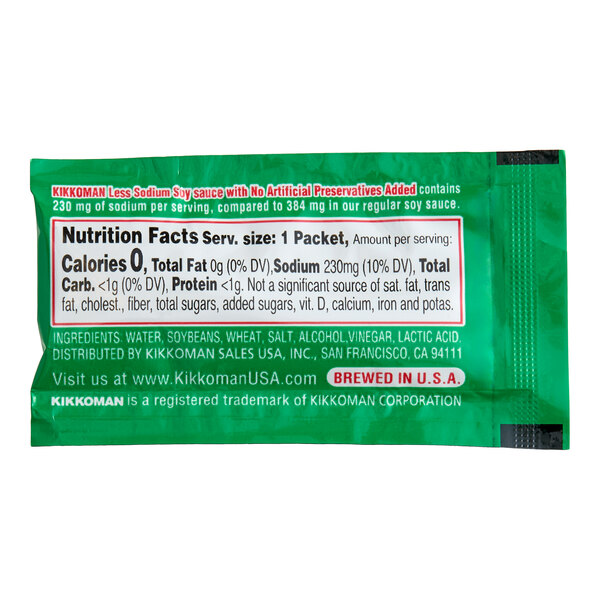 Kikkoman Less Sodium Preservative Free Soy Sauce 6 mL Packet - 200/Case