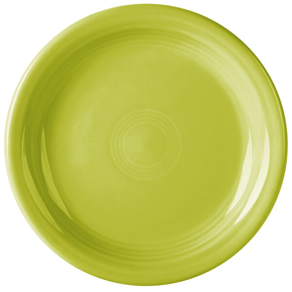A close-up of a Fiesta® Lemongrass china appetizer plate with a rim.
