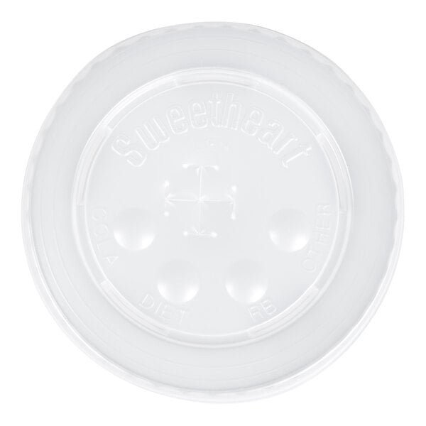 Solo L16BL-0100 12-24 oz. Translucent Flat Plastic Lid with Straw Slot and Identification Buttons   - 2,000/Case