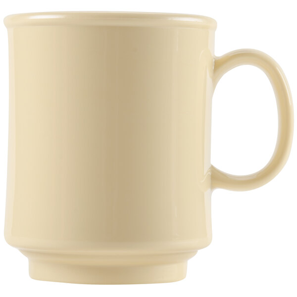 A beige GET Diamond Harvest coffee mug with a handle.