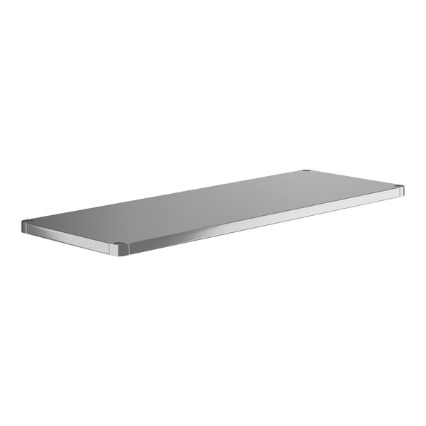 A silver rectangular stainless steel undershelf for a Regency work table.