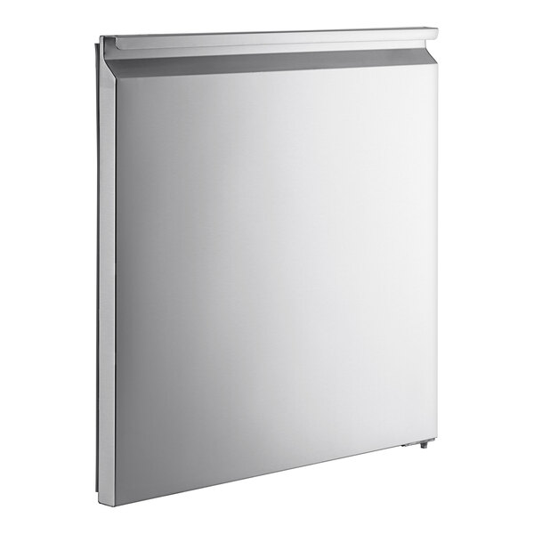 A white rectangular object with a metal frame.
