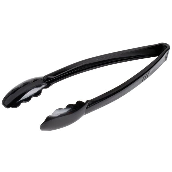 A case of 24 black Fineline disposable tongs with handles.