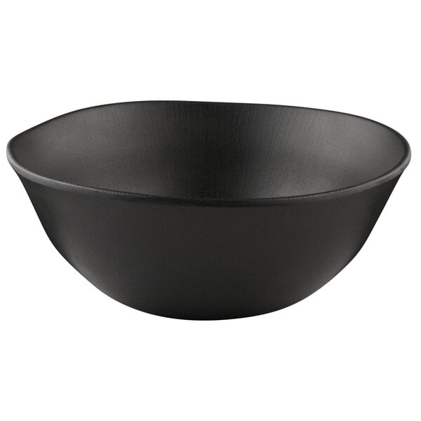 An Elite Global Solutions black melamine bowl.