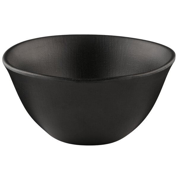 An Elite Global Solutions black melamine bowl.