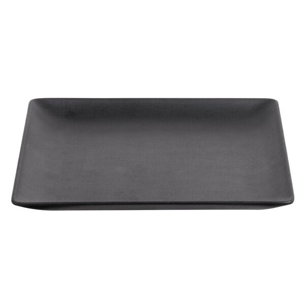 A black square Elite Global Solutions melamine plate.