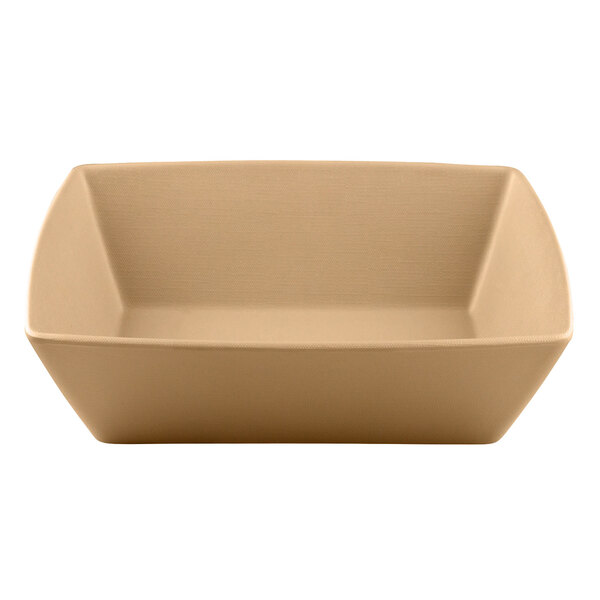 An Elite Global Solutions rectangular paper bowl in beige.