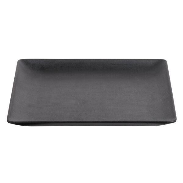 A black square Elite Global Solutions melamine plate.