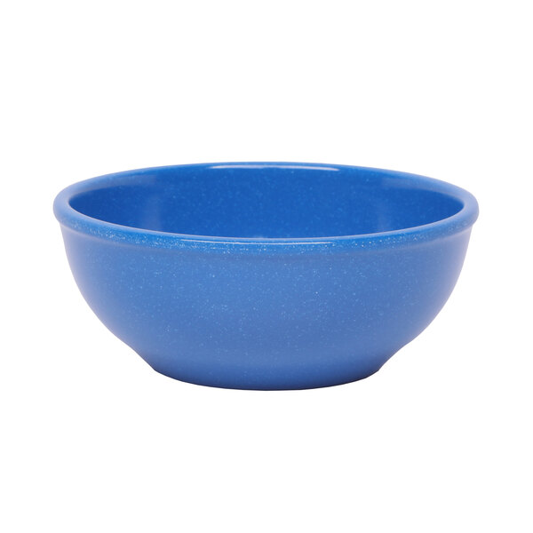 An Elite Global Solutions blue speckled bowl.