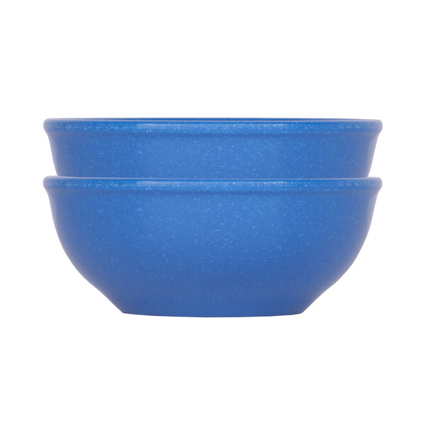 Two blue Elite Global Solutions Base Camp bowls stacked on top of each other.