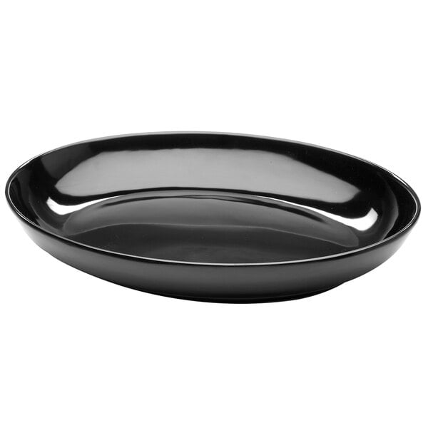 An Elite Global Solutions black oval melamine platter.