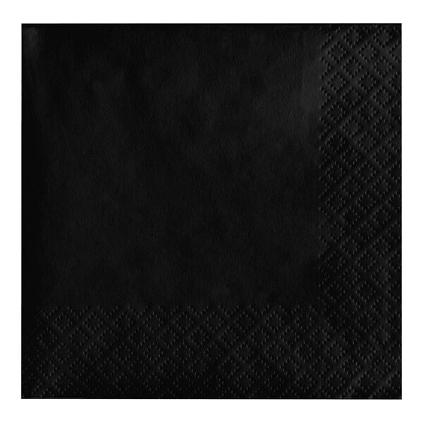A black Creative Converting beverage napkin with a diamond pattern.
