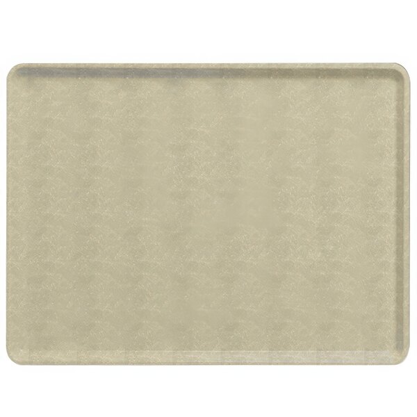 A rectangular beige tray with a white border.