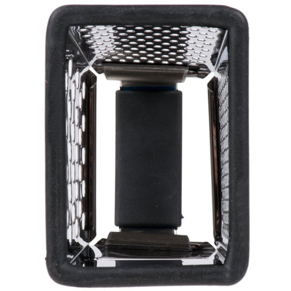 A black Tablecraft stainless steel box grater with a metal handle.