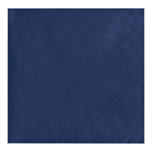 A navy blue paper napkin with a diamond pattern.