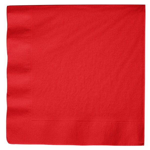A red napkin with a white background.