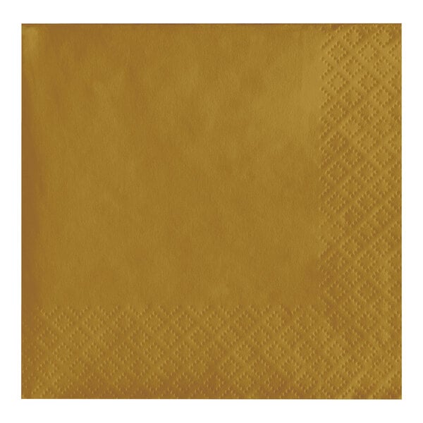 A brown paper napkin with a gold border.