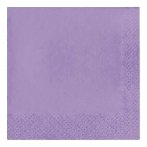 A Creative Converting Luscious Lavender purple napkin with a diamond pattern.
