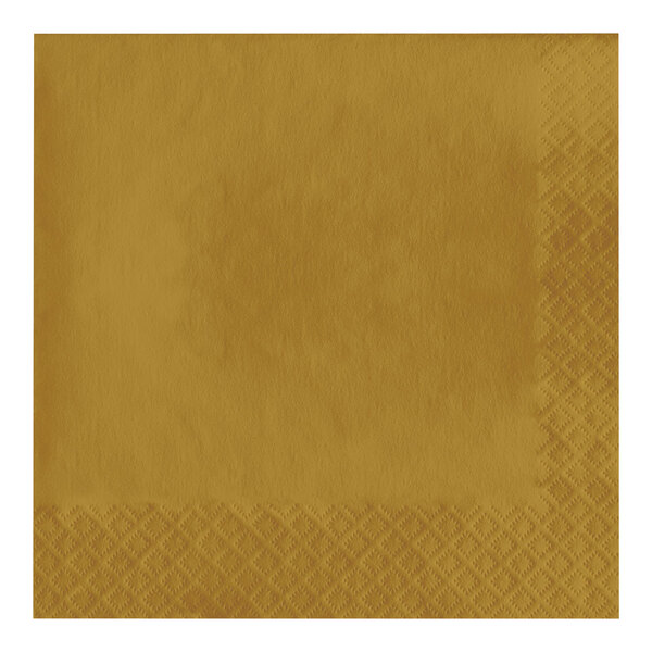 Creative Converting 583276B Glittering Gold 3-Ply 1/4 Fold Luncheon Napkin - 500/Case