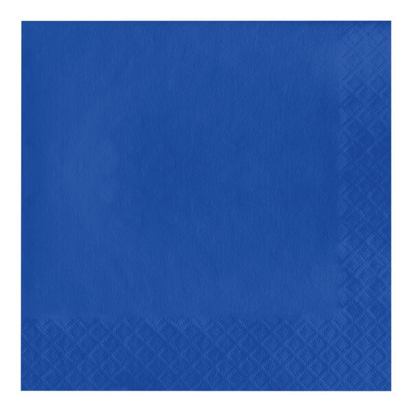 A blue napkin with a diamond pattern.