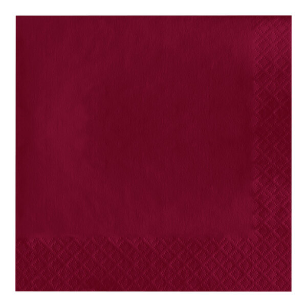 A red napkin with a square border.