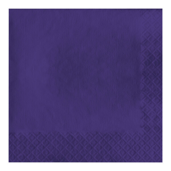 A purple Creative Converting luncheon napkin with a diamond pattern.