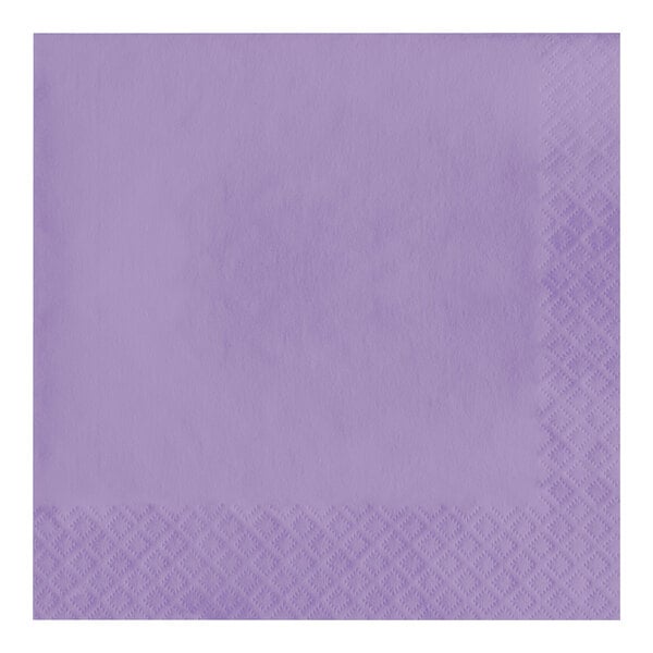 A Creative Converting Luscious Lavender purple napkin with a diamond pattern.