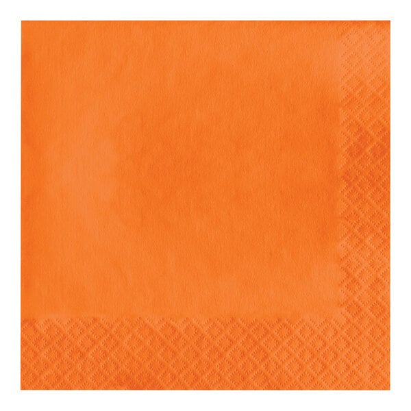 Creative Converting 58191B Sunkissed Orange 3-Ply 1/4 Fold Luncheon Napkin - 500/Case