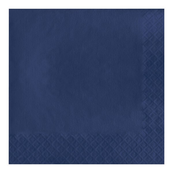 A navy blue luncheon napkin with a square border.