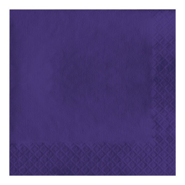 A purple napkin with a diamond pattern.