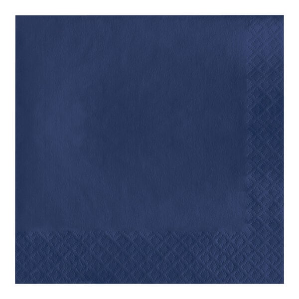 A navy blue luncheon napkin with a square border.