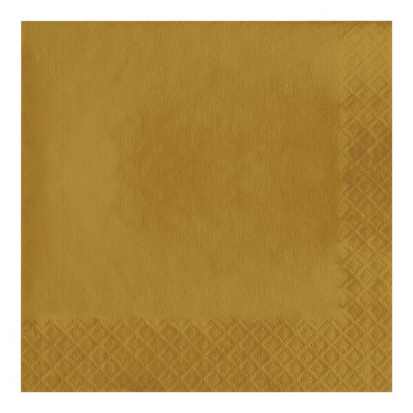 Creative Converting 663276B Glittering Gold 2-Ply 1/4 Fold Luncheon Napkin - 600/Case